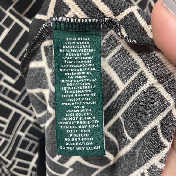 Lauren Ralph Lauren black white career-wear dress pockets tie waist large - Picture 6 of 12